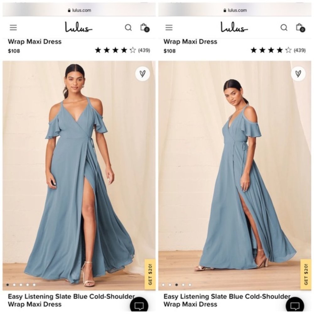 Lulu's Easy Listening Slate Blue Maxi Gown Large NWT